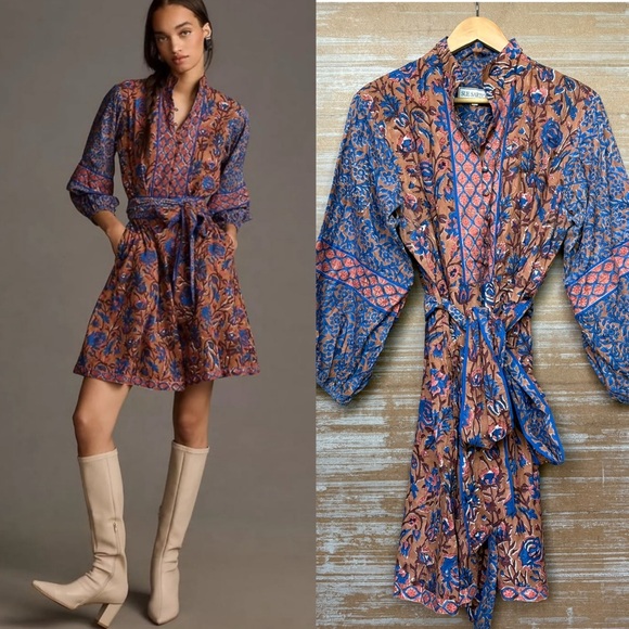 Sue Sartor Dresses & Skirts - Sue Sartor x Anthropologie Flounce Shorty Dress Floral Boho Preppy Womens L